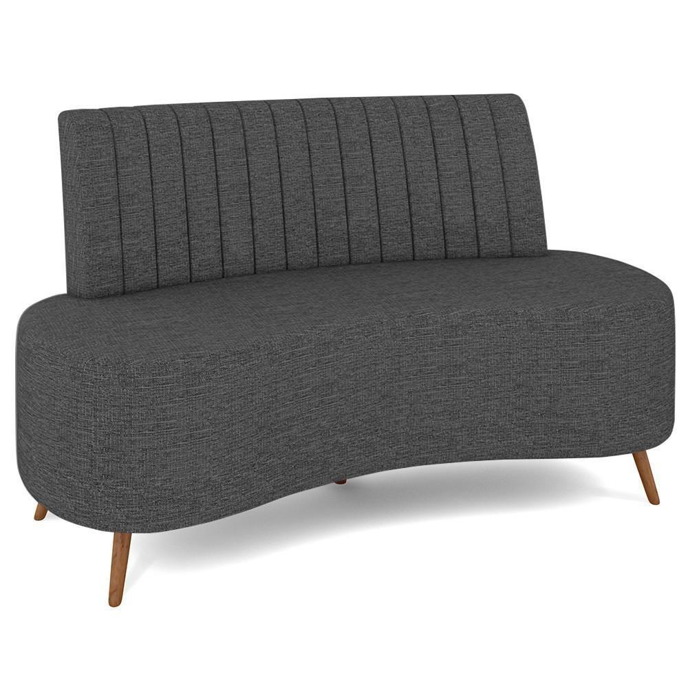 Sofá 2 Lugares Para Sala Living 135cm Pés Palito Tamar K04 Linho Cinza Escuro - Mpozenato - 1