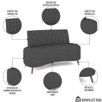 Sofá 2 Lugares Para Sala Living 135cm Pés Palito Tamar K04 Linho Cinza Escuro - Mpozenato - 3