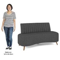 Sofá 2 Lugares Para Sala Living 135cm Pés Palito Tamar K04 Linho Cinza Escuro - Mpozenato