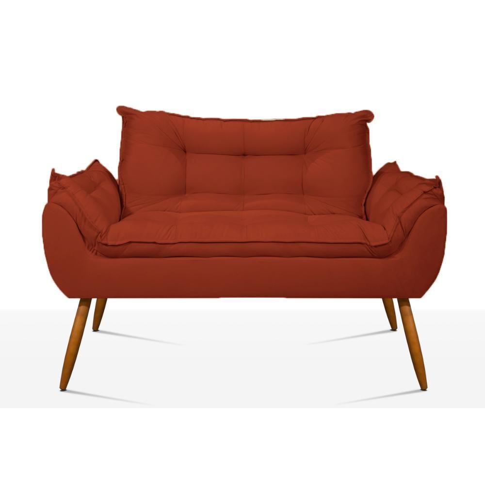 Kit 02 Poltronas + Sofá 2 Lugares Com Puff Opala Balaqui Terracota - 6