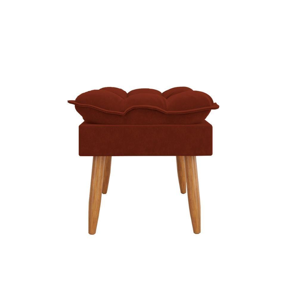 Kit 02 Poltronas + Sofá 2 Lugares Com Puff Opala Balaqui Terracota - 10