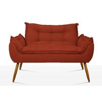 Kit 02 Poltronas + Sofá 2 Lugares Com Puff Opala Balaqui Terracota - 6