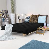 Sofa Cama Casal Futon Oriental Preto Acquablock Com Madeira Maciça - 2