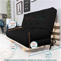 Sofa Cama Casal Futon Oriental Preto Acquablock Com Madeira Maciça - 7