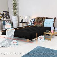 Sofa Cama Casal Futon Oriental Preto Acquablock Com Madeira Maciça - 8