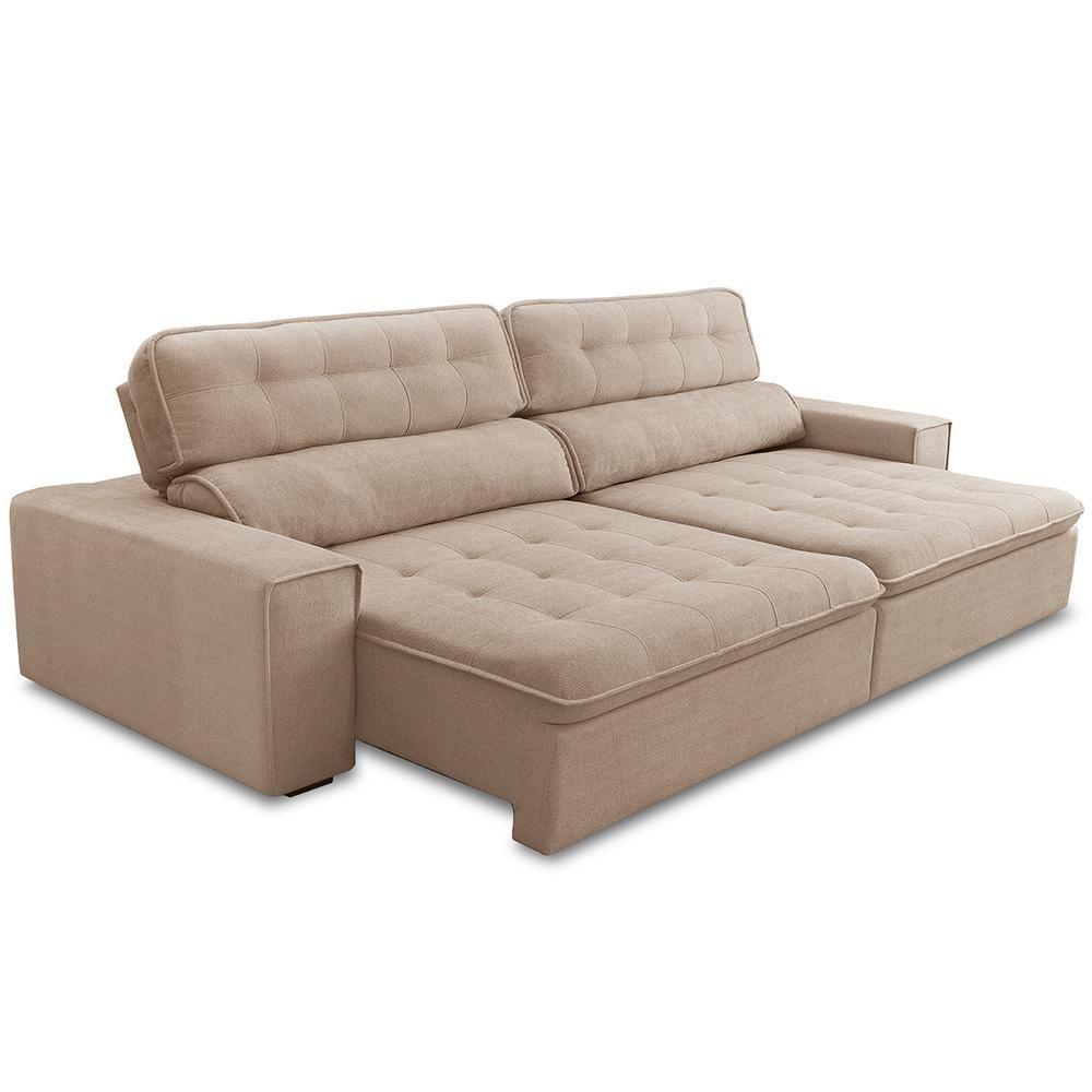 Sofá Retrátil Reclinável Para Sala 4 Lugares 290cm Haus F04 Bouclê Bege - Lyam Decor - 5