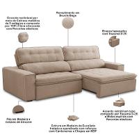 Sofá Retrátil Reclinável Para Sala 4 Lugares 290cm Haus F04 Bouclê Bege - Lyam Decor - 3