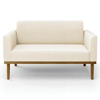 Sofá Namoradeira E 2 Poltronas Base Madeira Castanho Maressa Veludo Bege - Ibiza - 9