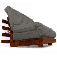 Sofá Cama Casal Futon Tokio Cinza Madeira Maciça Cor Imbuia - 2