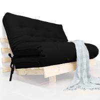 Futon Casal Tokio Sofa Cama Preto Acquablock Com Madeira Maciça - 1