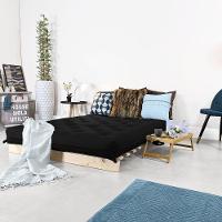 Futon Casal Tokio Sofa Cama Preto Acquablock Com Madeira Maciça - 3