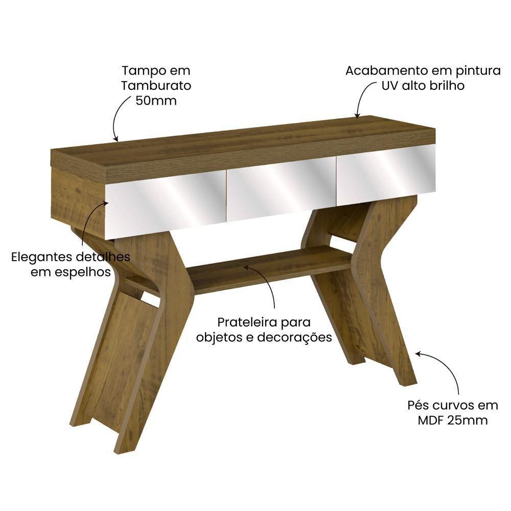 Aparador Sala Estar Com Espelhos 120 Cm 3739 Pinho Arly - 2