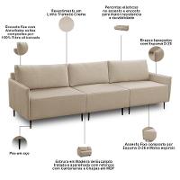 Sofá 3 Lugares Para Sala Living 280cm Yves F04 Linho Tramado Creme - Lyam Decor