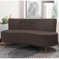 Sofá 2 Lugares Para Sala Living 135cm Pés Palito Korah K04 Veludo Marrom - Mpozenato - 2