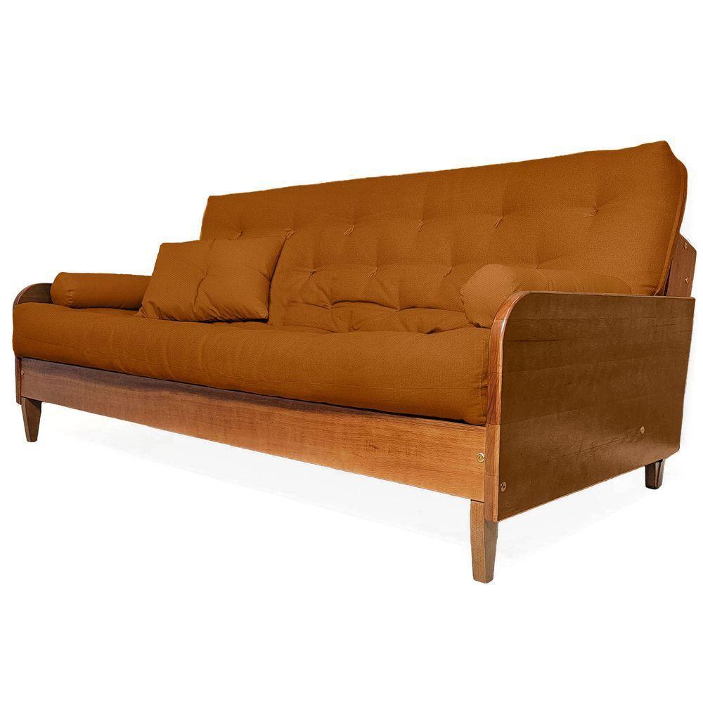 Sofá Cama Paris Ii Sarja Em Madeira Maciça Cor Natural - Caramelo - 1