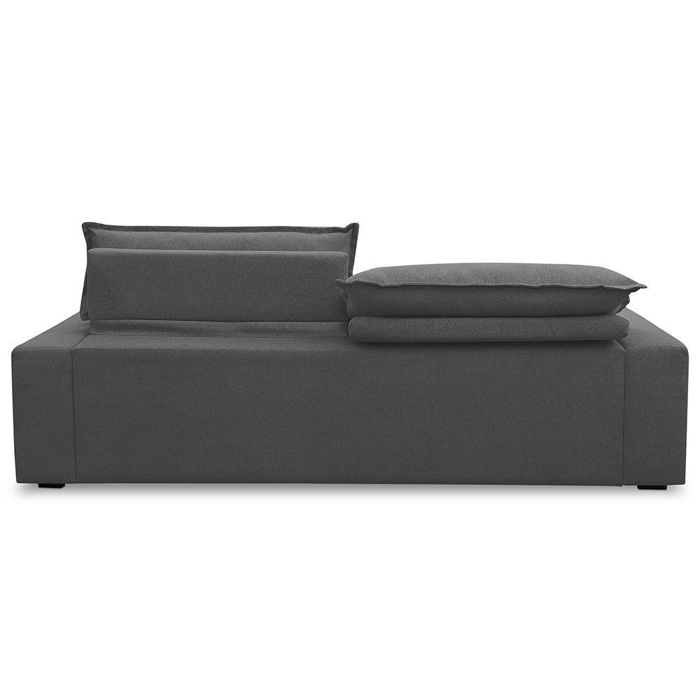 Sofá Retrátil Reclinável Para Sala 3 Lugares 210cm Senzi F04 Veludo Cinza Escuro - Lyam Decor - 6