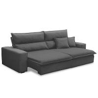 Sofá Retrátil Reclinável Para Sala 3 Lugares 210cm Senzi F04 Veludo Cinza Escuro - Lyam Decor - 5