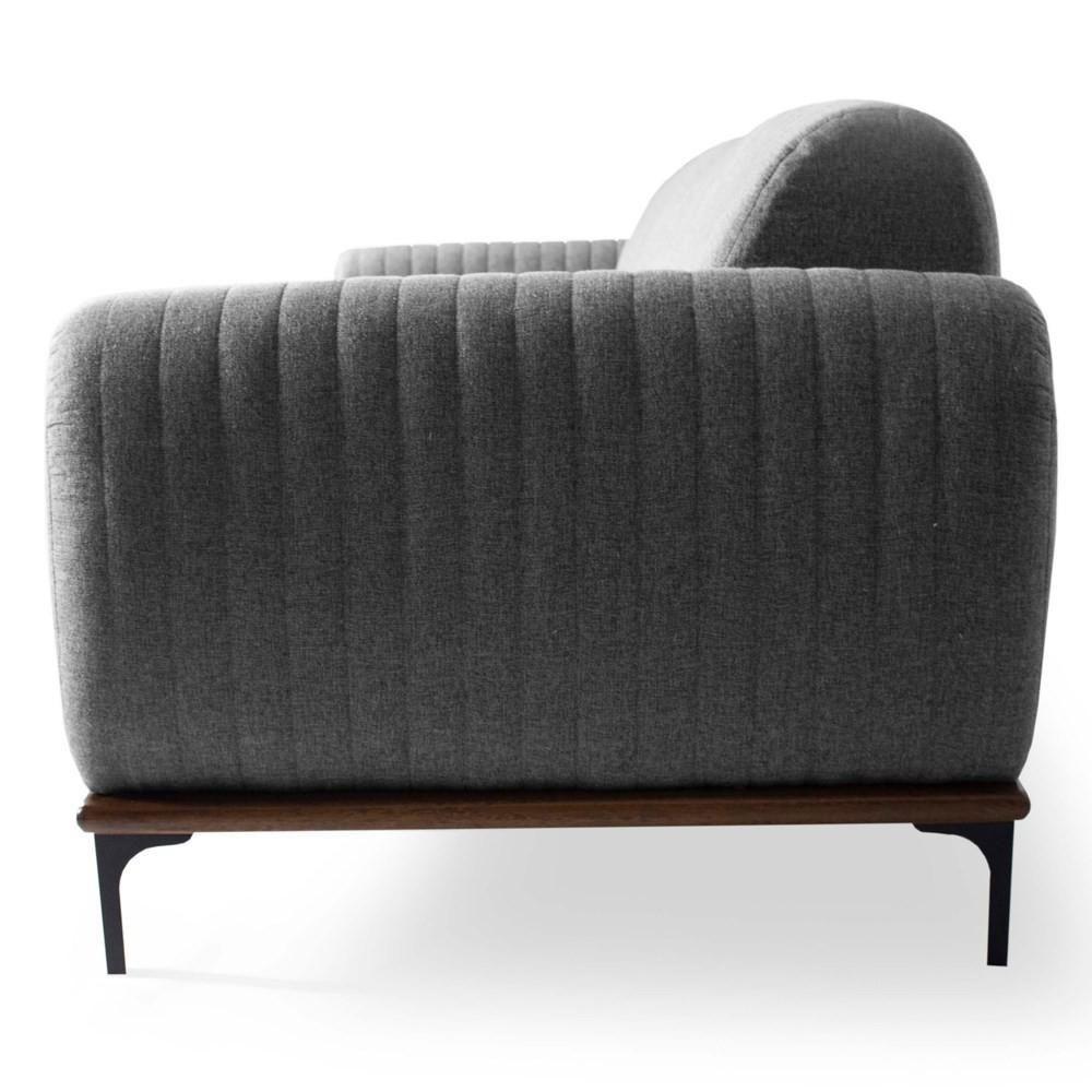 Sofá 230cm 3 Lugares Pés Preto Molino C-416 Linho Cinza - Domi - 5