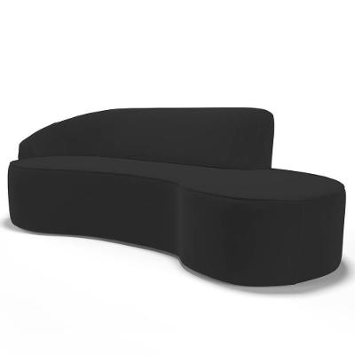 Sofá Living 3 Lugares 230cm Braço Esquerdo Mozart D06 Veludo Preto - Mpozenato
