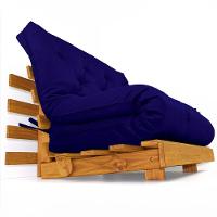 Sofá Cama Casal Futon Tokio Azul Royal Acquablock Madeira Maciça Cor Mel - 2