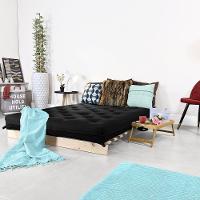 Futon Casal Tokio Sofa Cama Preto Com Madeira Maciça - 3