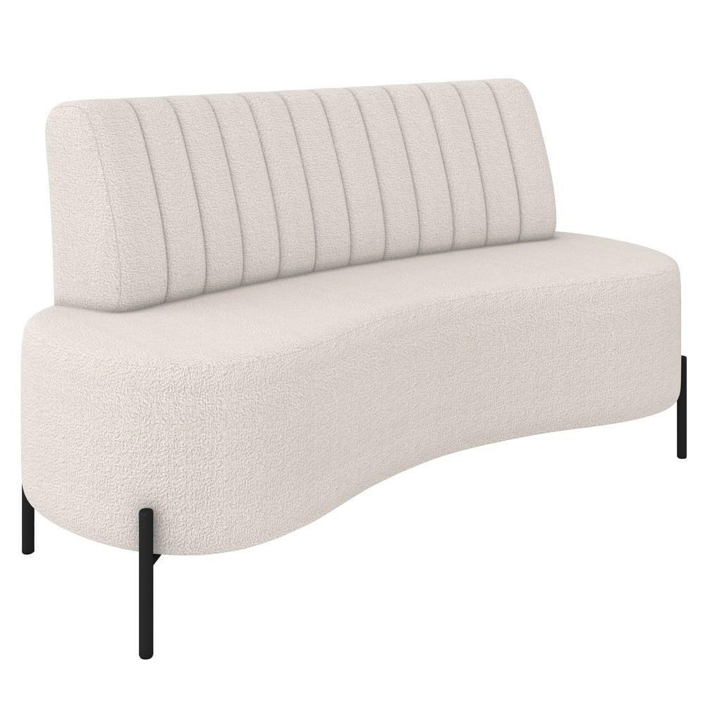 Sofá 2 Lugares 135cm Pés Aço Preto Tamar K04 Bouclê Bege - Mpozenato - 1