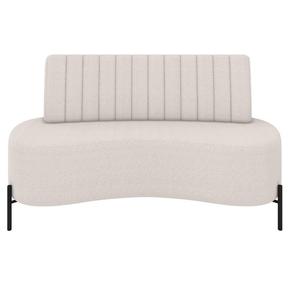 Sofá 2 Lugares 135cm Pés Aço Preto Tamar K04 Bouclê Bege - Mpozenato - 5