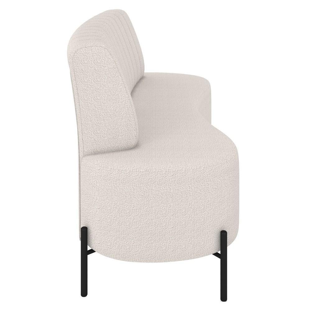 Sofá 2 Lugares 135cm Pés Aço Preto Tamar K04 Bouclê Bege - Mpozenato - 6