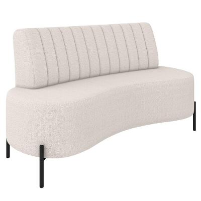 Sofá 2 Lugares 135cm Pés Aço Preto Tamar K04 Bouclê Bege - Mpozenato