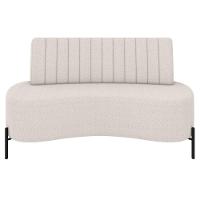 Sofá 2 Lugares 135cm Pés Aço Preto Tamar K04 Bouclê Bege - Mpozenato - 5