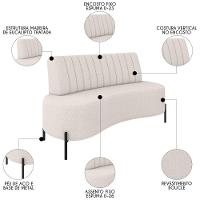 Sofá 2 Lugares 135cm Pés Aço Preto Tamar K04 Bouclê Bege - Mpozenato - 7