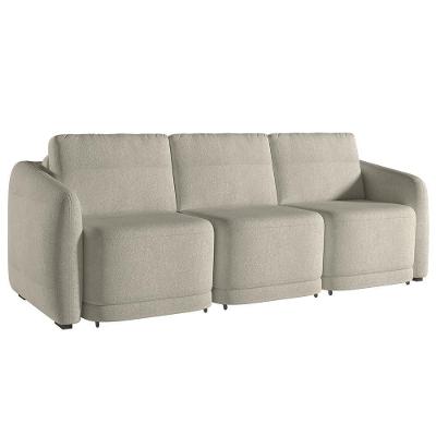 Sofá Cama Casal Para Sala 276cm Polska K04 Bouclê Bege - Mpozenato