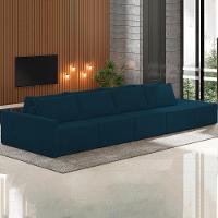 Sofá Ilha Modular Com Puff Para Sala Living 392cm Georgia K04 Veludo Azul - Mpozenato - 2