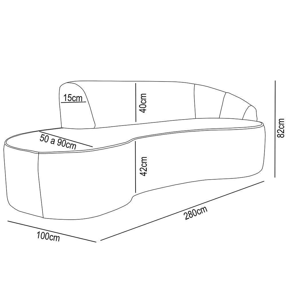 Sofá Living 4 Lugares 280cm Braço Direito Mozart D06 Linho Cru - Mpozenato - 7
