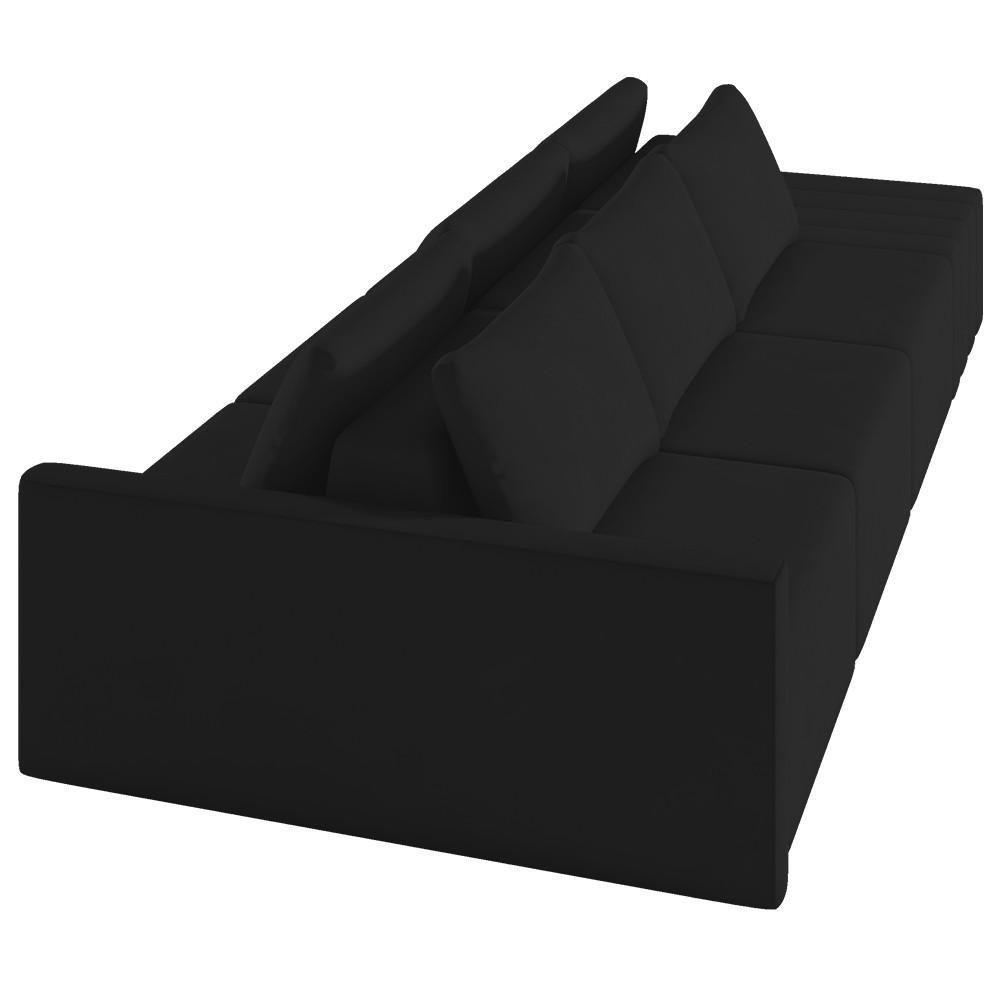 Sofá Ilha Modular Com Puff Para Sala Living 312cm Georgia K04 Veludo Preto - Mpozenato - 8