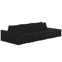 Sofá Ilha Modular Com Puff Para Sala Living 312cm Georgia K04 Veludo Preto - Mpozenato - 1