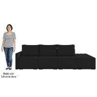 Sofá Ilha Modular Com Puff Para Sala Living 312cm Georgia K04 Veludo Preto - Mpozenato - 5
