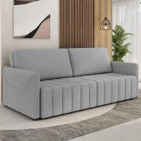 Sofá Cama Casal Retrátil 3 Lugares 220cm Atlas M22 Linho Cinza - Mpozenato - 2
