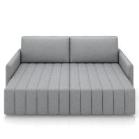 Sofá Cama Casal Retrátil 3 Lugares 220cm Atlas M22 Linho Cinza - Mpozenato - 6