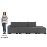 Sofá Ilha Modular Com Puff Para Sala Living 342cm Georgia K04 Linho Cinza Escuro - Mpozenato - 5