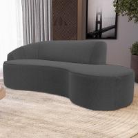 Sofá Living 2 Lugares 180cm Braço Esquerdo Mozart D06 Bouclê Chumbo - Mpozenato - 2