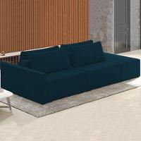 Sofá Ilha Modular Com Puff Para Sala Living 252cm Georgia K04 Veludo Azul - Mpozenato - 2