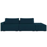 Sofá Ilha Modular Com Puff Para Sala Living 252cm Georgia K04 Veludo Azul - Mpozenato - 7