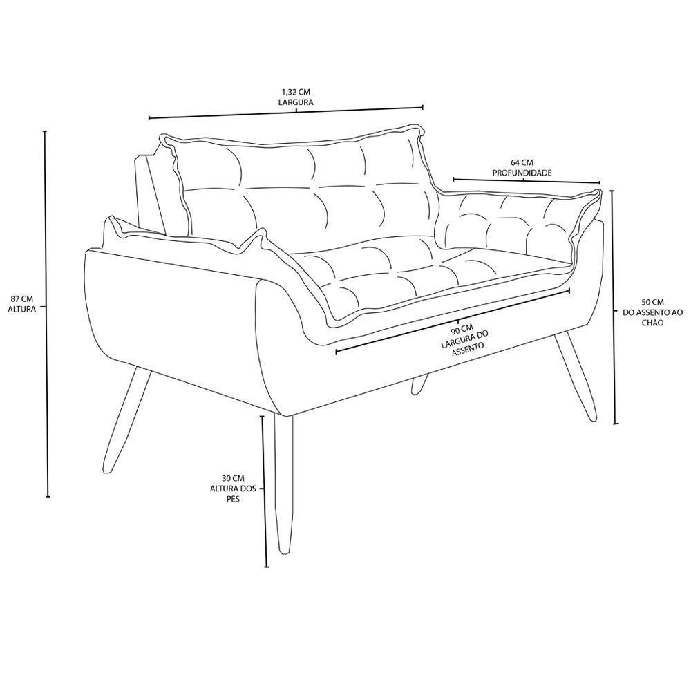 Kit 02 Poltronas + Sofá 2 Lugares Com Puff Opala Balaqui Bege - 7