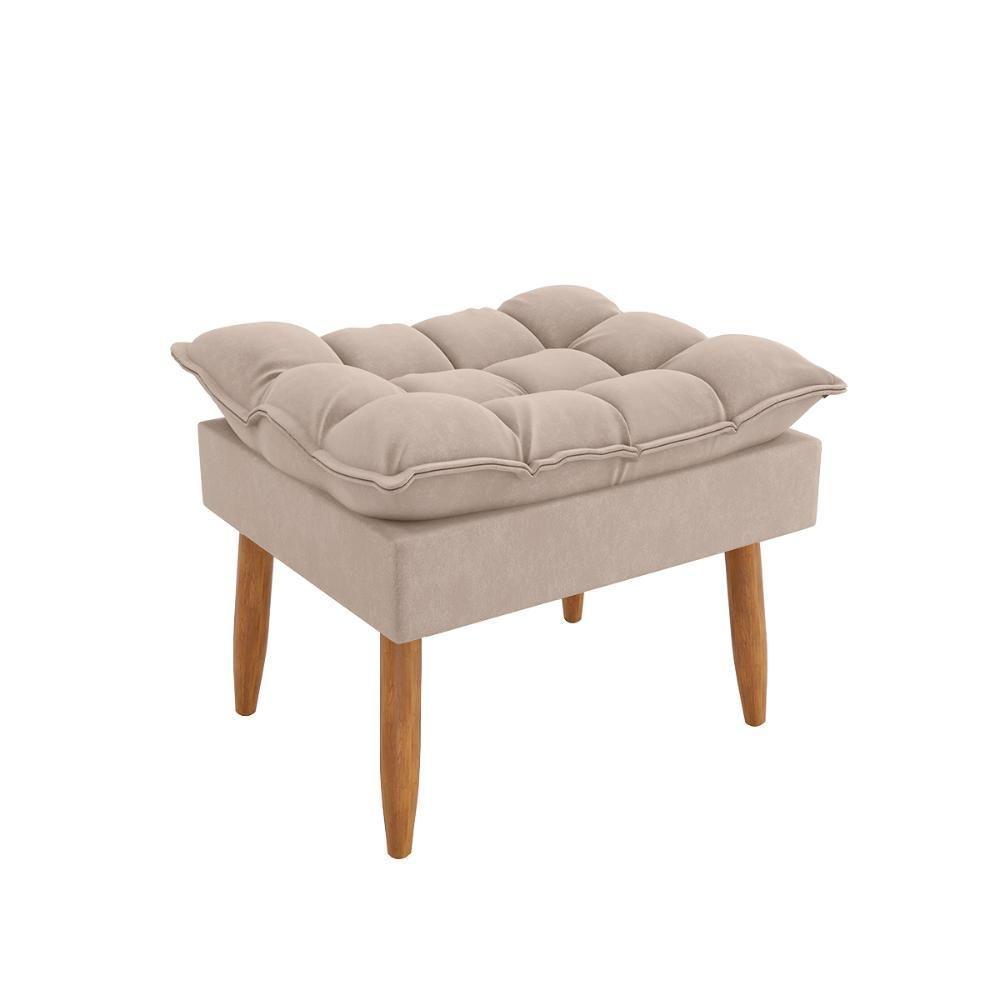 Kit 02 Poltronas + Sofá 2 Lugares Com Puff Opala Balaqui Bege - 8