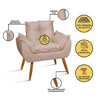 Kit 02 Poltronas + Sofá 2 Lugares Com Puff Opala Balaqui Bege - 2