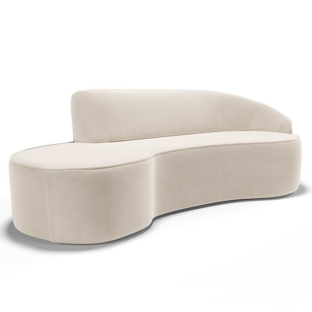 Sofá Living 4 Lugares 300cm Braço Direito Mozart D06 Veludo Bege - Mpozenato - 1