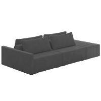 Sofá Ilha Modular Com Puff Para Sala Living 232cm Georgia K04 Veludo Cinza Escuro - Mpozenato - 1