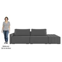 Sofá Ilha Modular Com Puff Para Sala Living 232cm Georgia K04 Veludo Cinza Escuro - Mpozenato - 5