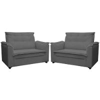 Kit 02 Sofás 2 Lugares Namoradeira Marrocos 1,40m Sala De Tv Estar Recepção Suede Cinza Mabe Magazine - 2